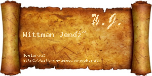 Wittman Jenő névjegykártya
